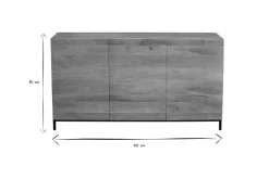Shop Miliboo Aparador industrial 3 puertas en mango macizo y metal YPSTER