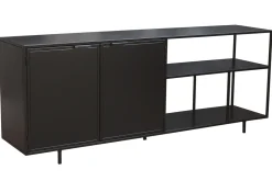 Shop Miliboo Aparador industrial de metal negro 2 puertas 180 KARL