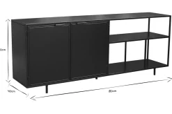 Shop Miliboo Aparador industrial de metal negro 2 puertas 180 KARL
