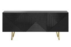 Discount Miliboo Aparador negro y dorado 3 puertas 160 cm OZEN
