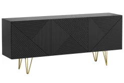 Discount Miliboo Aparador negro y dorado 3 puertas 160 cm OZEN