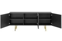 Discount Miliboo Aparador negro y dorado 3 puertas 160 cm OZEN