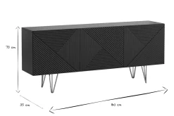 Discount Miliboo Aparador negro y dorado 3 puertas 160 cm OZEN