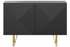 Best Miliboo Aparador negro y metal dorado 2 puertas 107 cm OZEN