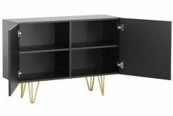 Best Miliboo Aparador negro y metal dorado 2 puertas 107 cm OZEN