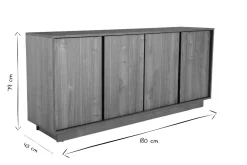 Store Miliboo Aparador nórdico de 4 puertas con acabado en roble 180 cm COMO