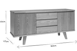Flash Sale Miliboo Aparador nórdico de fresno con puertas y cajones 160 cm FIFTIES