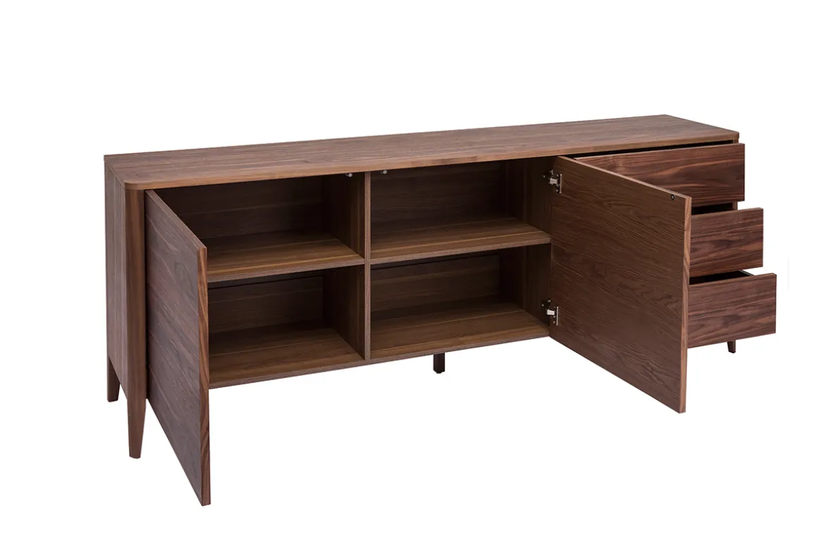 Outlet Miliboo Aparador vintage con 2 puertas y 3 cajones nogal 180 cm BENJA