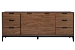 Fashion Miliboo Aparador vintage con acabado de madera de nogal oscuro y metal negro con almacenaje 180 cm SARTO