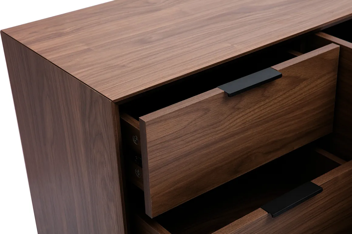 Fashion Miliboo Aparador vintage con acabado de madera de nogal oscuro y metal negro con almacenaje 180 cm SARTO