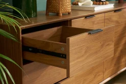 Fashion Miliboo Aparador vintage con acabado de madera de nogal oscuro y metal negro con almacenaje 180 cm SARTO