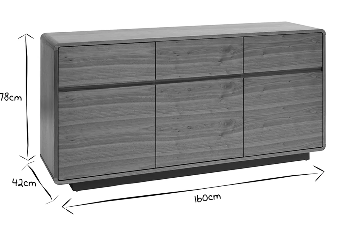 Cheap Miliboo Aparador vintage con acabado de nogal 160 cm JAKO