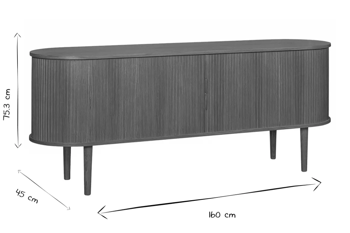 Best Sale Miliboo Aparador vintage de madera oscura con 2 puertas correderas 160 cm EPIC