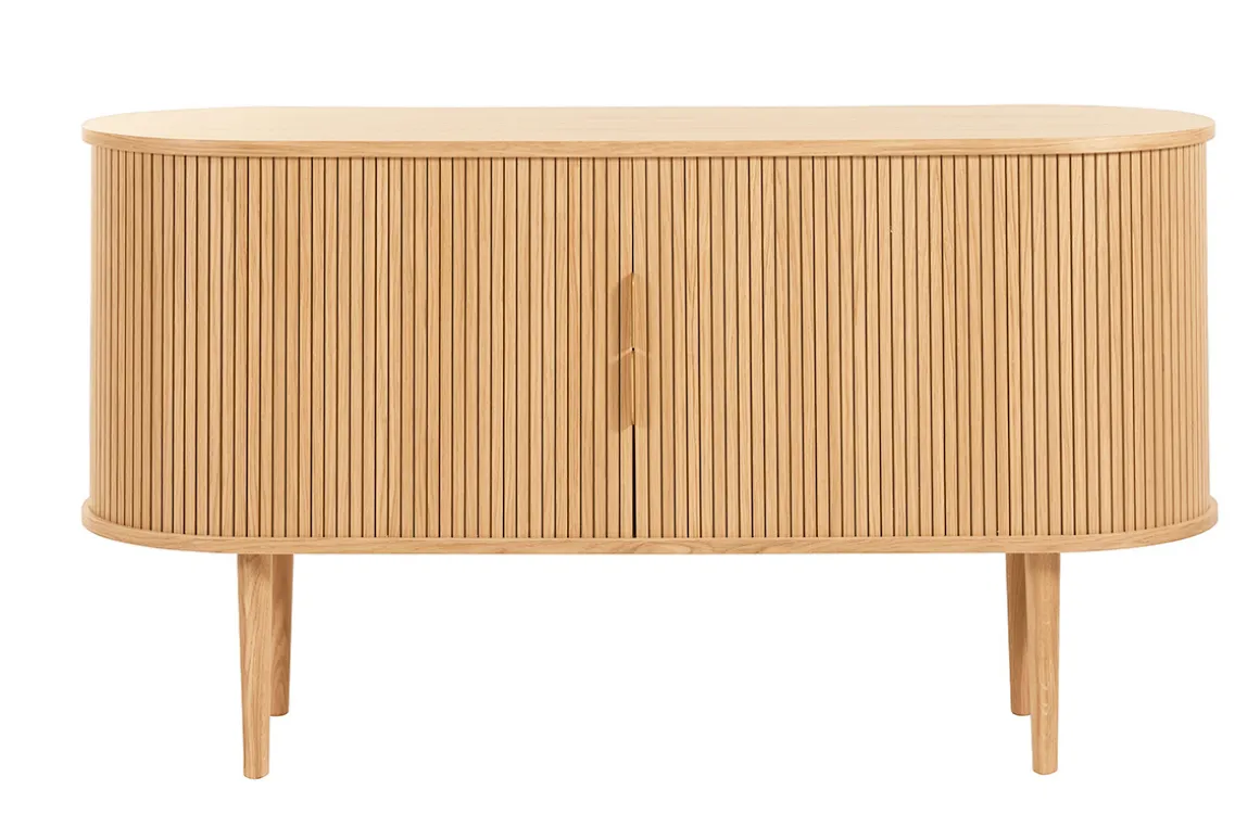 Best Sale Miliboo Aparador vintage de madera clara de roble con 2 puertas correderas 138 cm EPIC