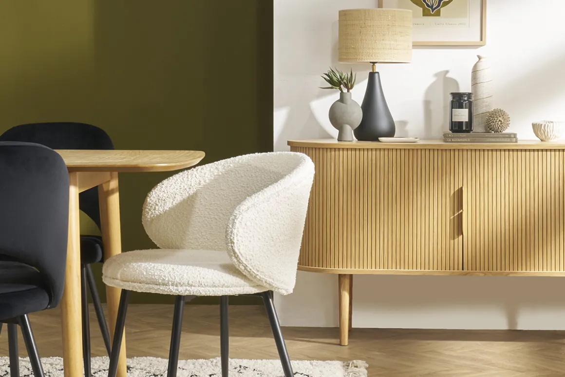 Best Sale Miliboo Aparador vintage de madera clara de roble con 2 puertas correderas 138 cm EPIC