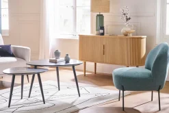 Best Sale Miliboo Aparador vintage de madera clara de roble con 2 puertas correderas 138 cm EPIC