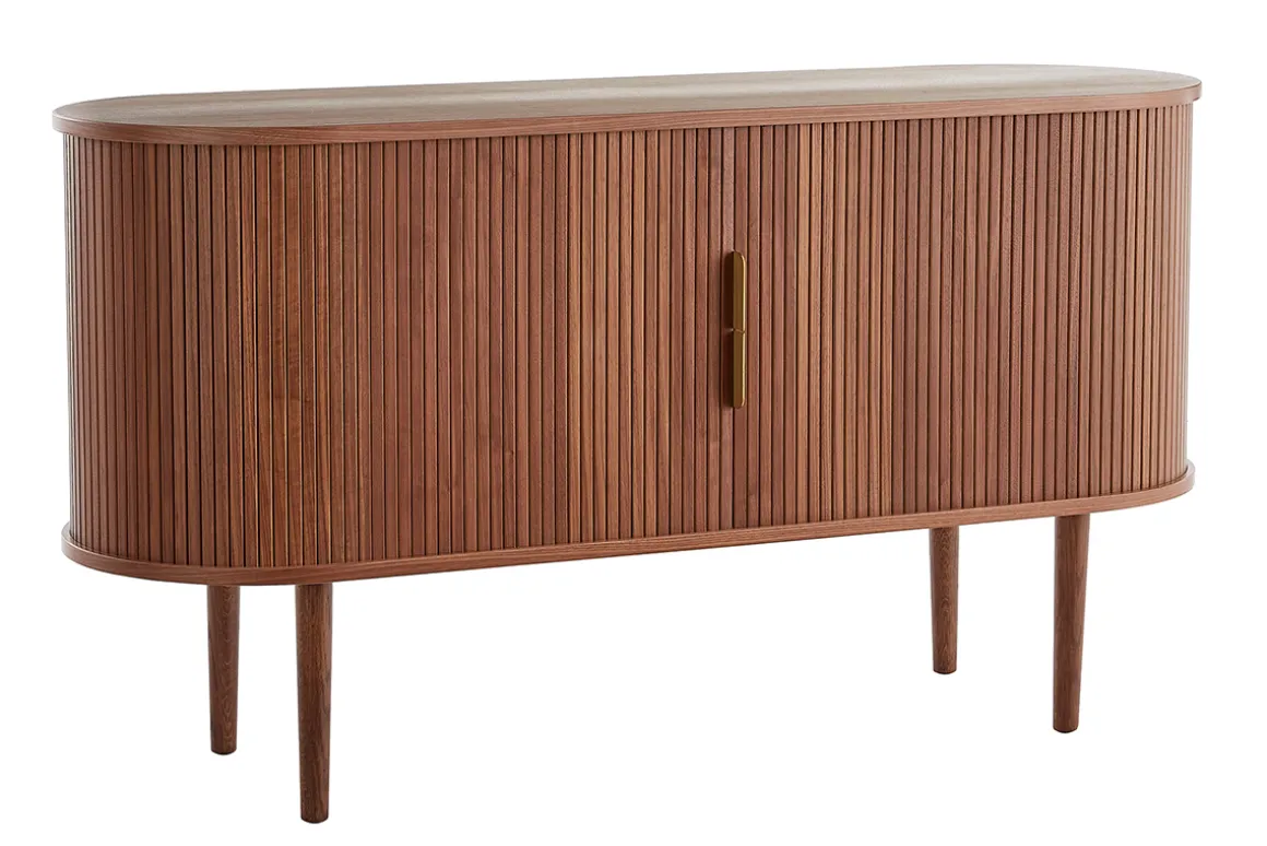 Clearance Miliboo Aparador vintage de madera oscura de nogal con 2 puertas correderas 138 cm EPIC