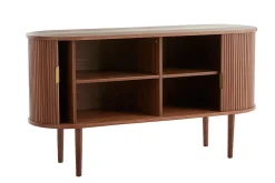 Clearance Miliboo Aparador vintage de madera oscura de nogal con 2 puertas correderas 138 cm EPIC