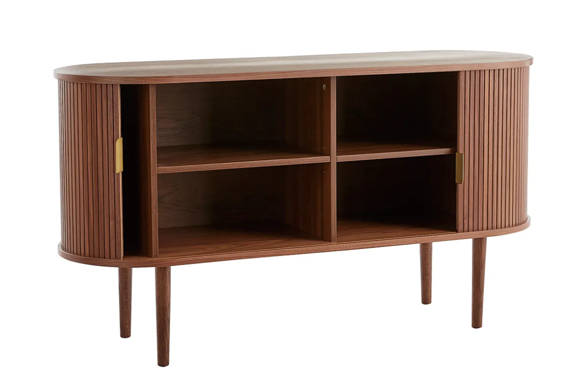 Clearance Miliboo Aparador vintage de madera oscura de nogal con 2 puertas correderas 138 cm EPIC
