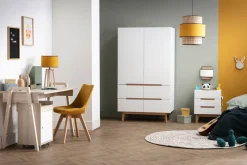 Outlet Miliboo Armario colgador nórdico blanco y madera clara KELMA