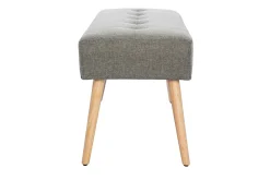 Outlet Miliboo Banco capitoné de tela efecto aterciopelado texturizado gris claro y madera clara 95 cm GUESTA
