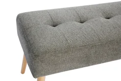 Outlet Miliboo Banco capitoné de tela efecto aterciopelado texturizado gris claro y madera clara 95 cm GUESTA