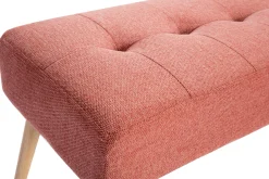 New Miliboo Banco capitoné de tela efecto aterciopelado texturizado terracota y madera clara 95 cm GUESTA