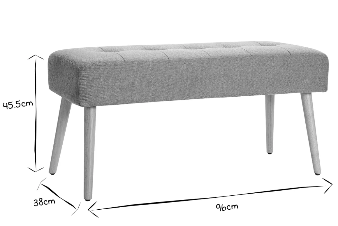 New Miliboo Banco capitoné de tela efecto aterciopelado texturizado terracota y madera clara 95 cm GUESTA