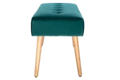 Store Miliboo Banco capitoné de terciopelo azul petróleo y de madera clara 95 cm GUESTA