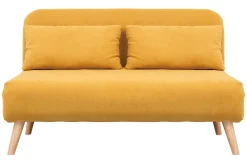 Fashion Miliboo Banco convertible 2 plazas en tejido efecto terciopelo amarillo mostaza AMIKO