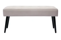 Best Miliboo Banco de diseño capitoné de terciopelo color topo y metal negro 95 cm GUESTA