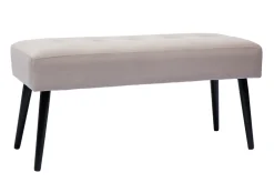 Best Miliboo Banco de diseño capitoné de terciopelo color topo y metal negro 95 cm GUESTA