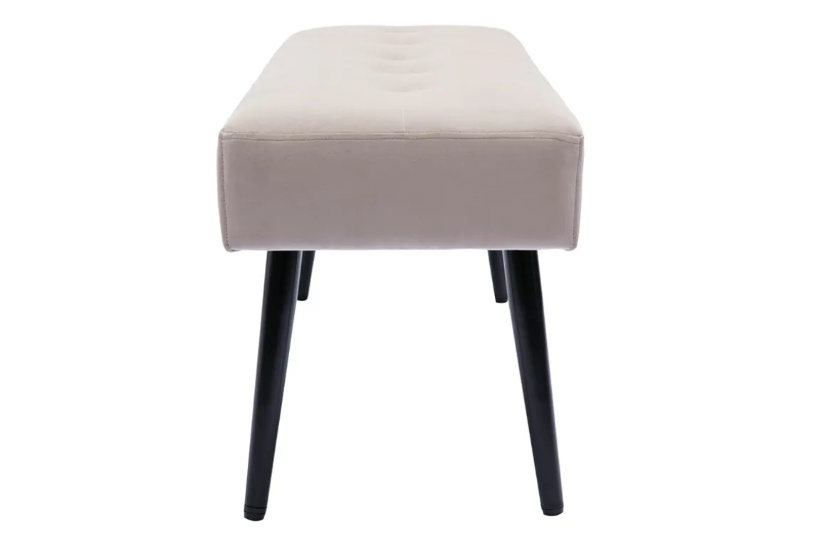 Best Miliboo Banco de diseño capitoné de terciopelo color topo y metal negro 95 cm GUESTA