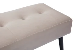 Best Miliboo Banco de diseño capitoné de terciopelo color topo y metal negro 95 cm GUESTA