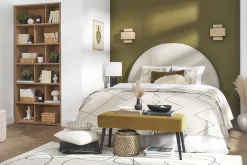 Best Miliboo Banco de diseño capitoné de terciopelo color topo y metal negro 95 cm GUESTA