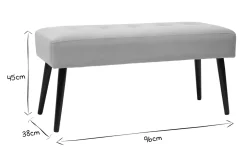 Best Miliboo Banco de diseño capitoné de terciopelo color topo y metal negro 95 cm GUESTA