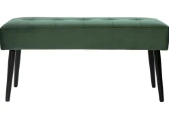 Clearance Miliboo Banco de diseño capitoné de terciopelo verde oscuro y metal negro 95 cm GUESTA