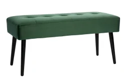 Clearance Miliboo Banco de diseño capitoné de terciopelo verde oscuro y metal negro 95 cm GUESTA