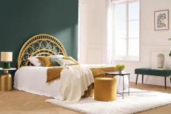 Clearance Miliboo Banco de diseño capitoné de terciopelo verde oscuro y metal negro 95 cm GUESTA