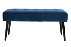 Hot Miliboo Banco de diseño capitoné de terciopelo azul noche y metal negro 95 cm GUESTA