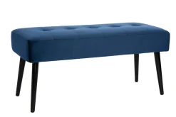 Hot Miliboo Banco de diseño capitoné de terciopelo azul noche y metal negro 95 cm GUESTA