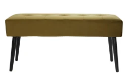 Discount Miliboo Banco de diseño capitoné de terciopelo color bronce y metal negro 95 cm GUESTA