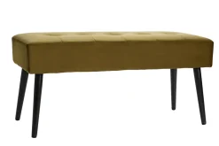 Discount Miliboo Banco de diseño capitoné de terciopelo color bronce y metal negro 95 cm GUESTA