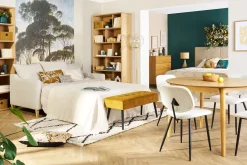 Discount Miliboo Banco de diseño capitoné de terciopelo color bronce y metal negro 95 cm GUESTA