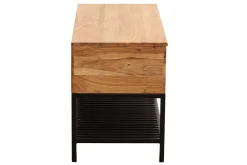 Shop Miliboo Banco de entrada de estilo industrial con espacio de almacenaje de acacia maciza y metal negro SORG