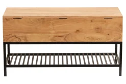 Shop Miliboo Banco de entrada de estilo industrial con espacio de almacenaje de acacia maciza y metal negro SORG