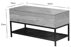 Shop Miliboo Banco de entrada de estilo industrial con espacio de almacenaje de acacia maciza y metal negro SORG