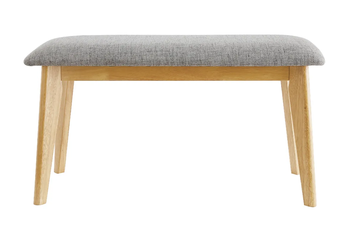 New Miliboo Banco de madera con tejido gris claro ELION