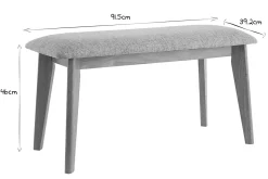 New Miliboo Banco de madera con tejido gris claro ELION