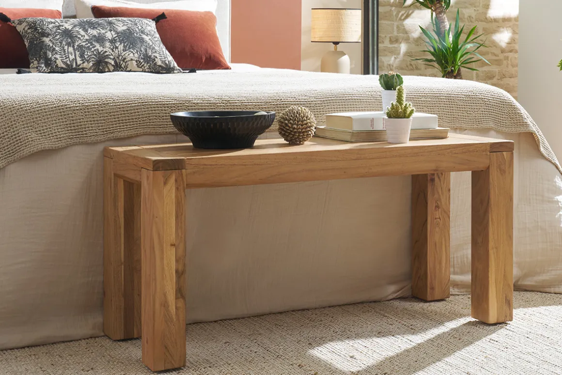 Fashion Miliboo Banco de madera de acacia maciza 95 cm BALTO